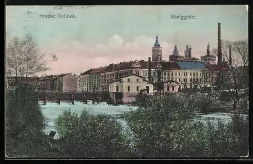 AK Hradec Králové, Uferpartie mit Brücke