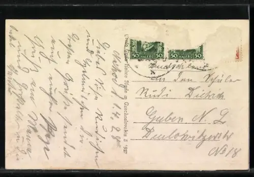 AK Náchod, Panorama mit Schloss