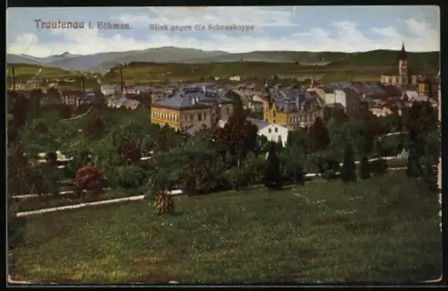 AK Trautenau i. Böhmen / Trutnov, Blick gegen die Schneekoppe