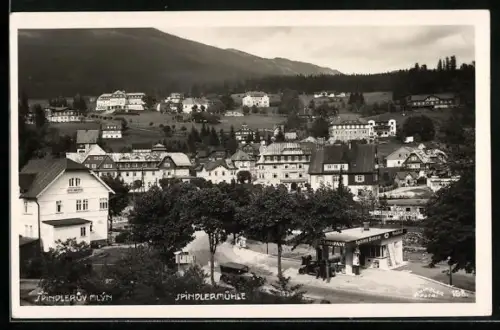 AK Spindlermühle, Panorama mit Tankstelle