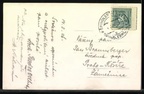 AK Spindlermühle, Panorama mit Tankstelle