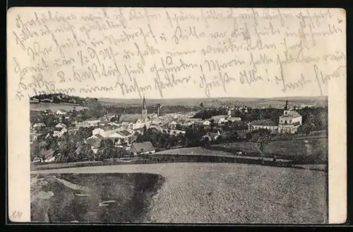 AK Hohenelbe /Riesengebirge, Panorama mit Kirche