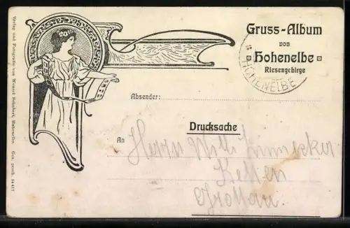 AK Hohenelbe /Riesengebirge, Panorama mit Kirche