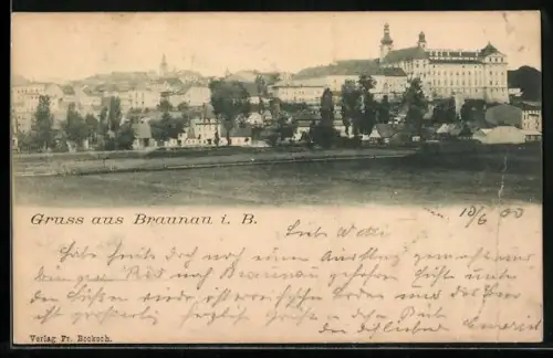 AK Braunau i. B., Teilansicht mit Schlos