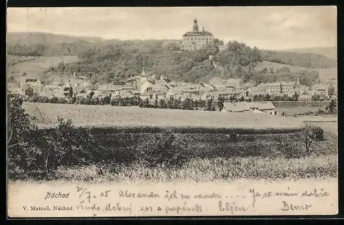 AK Náchod, Panorama mit Schloss