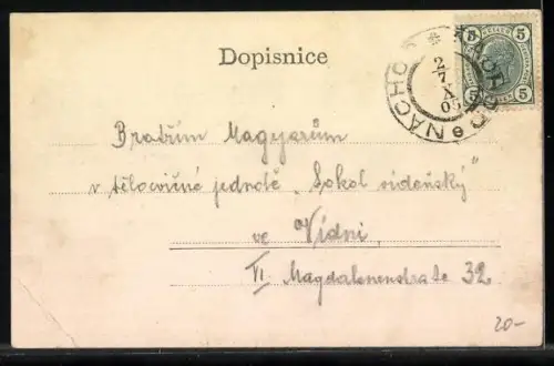 AK Náchod, Panorama mit Schloss