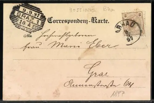 AK Arnau, Rathaus, Blick auf den Ort