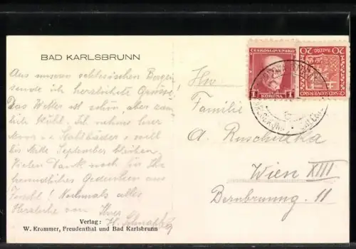 AK Bad Karlsbrunn, Totalansicht vom Berghang aus