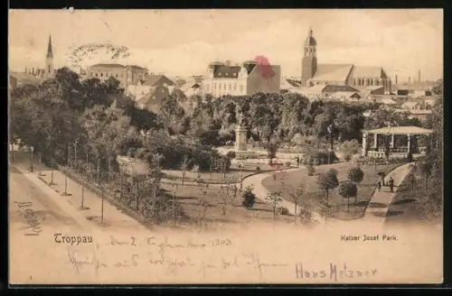 AK Troppau, Blick in den Kaiser Josef-Park
