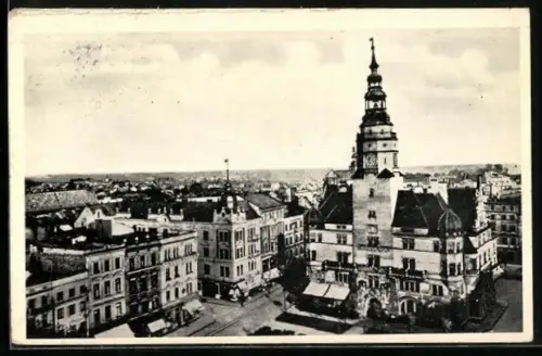 AK Troppau, Städtisches Museum aus der Vogelschau