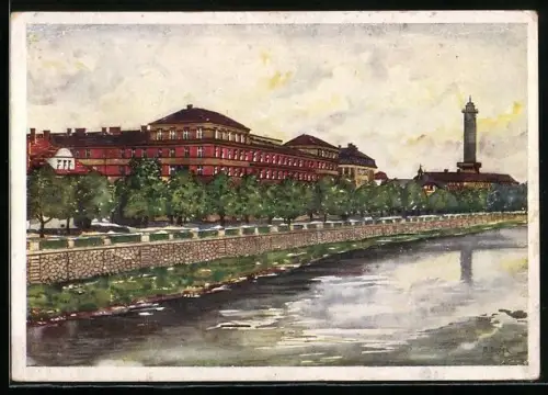 Künstler-AK Mährisch Ostrau, Das Kreisgericht