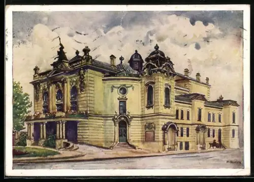 Künstler-AK Mor. Ostrava, Mestské divadlo