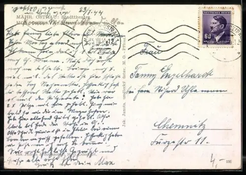 Künstler-AK Mor. Ostrava, Mestské divadlo