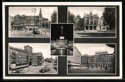 AK Mor Ostrava, Firma Odol Pasta, Strassenbahn, verschiedene Ansichten