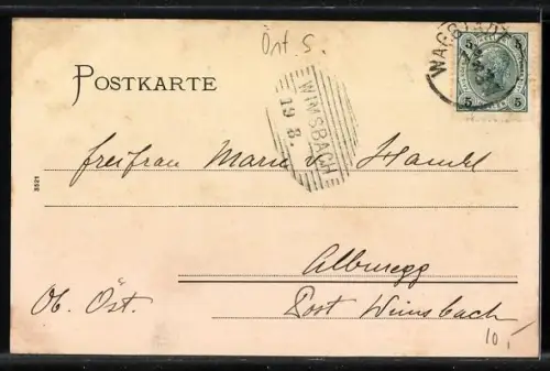 AK Wagstadt, Panorama mit Kirche