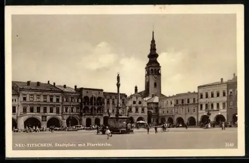 AK Neu-Tischein, Stadtplatz mit Pfarrkirche