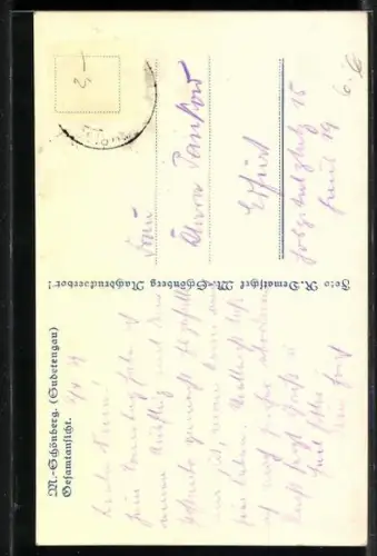 AK M.-Schönberg, Durchblick zum Ort