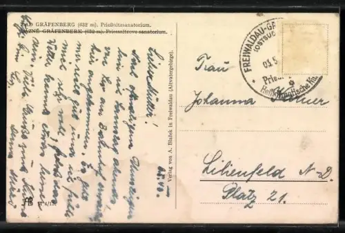 AK Gräfenberg, Priessnitzsanatorium mit Treppe