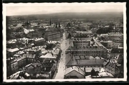 AK Olmütz, Teilansicht mit Magistrale aus der Vogelschau