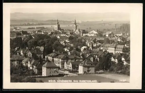 AK Mähr. Schönberg /Sudetenland, Ortsansicht mit Kirche