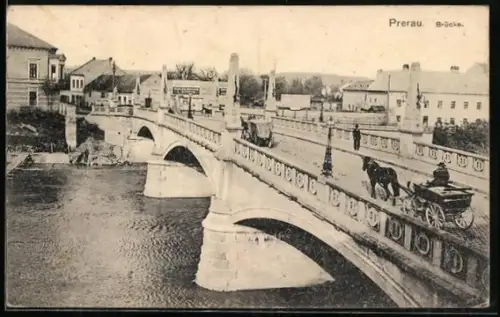 AK Prerau, Brücke mit Ortspanorama