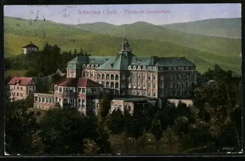 AK Gräfenberg i. Schl., Priessnitz-Sanatorium aus der Vogelschau