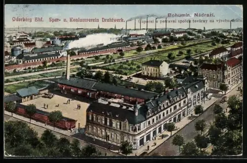 AK Oderberg, Bahnhof, Spar- und Konsumverein Drahtwerk