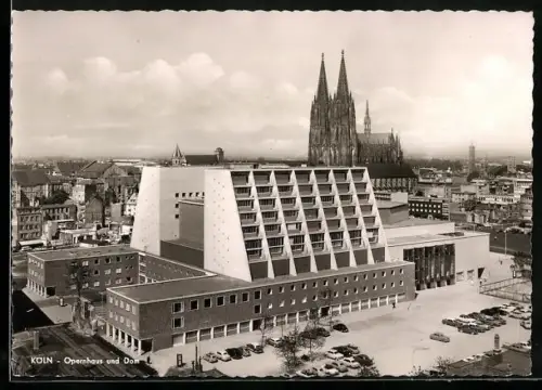 AK Köln, Opernhaus und Dom aus der Vogelschau