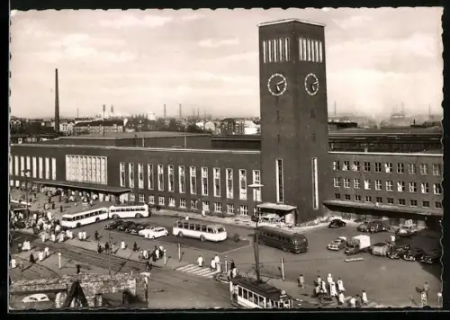 AK Düsseldorf, Hauptbahnhof mit Vorplatz aus der Vogelschau