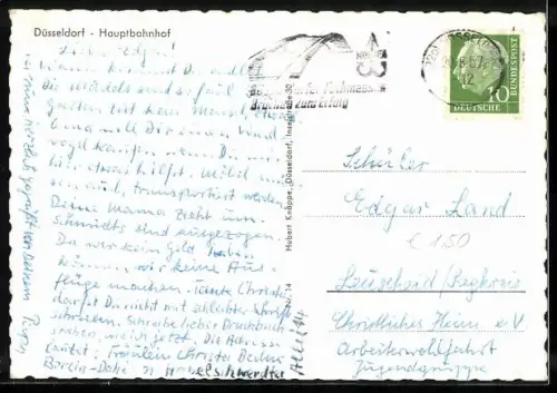 AK Düsseldorf, Hauptbahnhof mit Vorplatz aus der Vogelschau