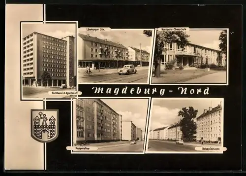 AK Magdeburg, Nordpark-Oberschule, Hohepfortestr., Hochhaus i. d. Agnetenstr.