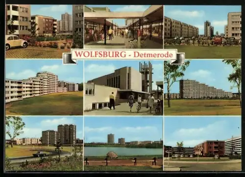 AK Wolfsburg-Detmerode, Fussgängerpassage, Neubauten, Panorama