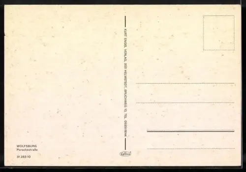 AK Wolfsburg, Porschestrasse aus der Vogelschau, mit VW-Werk