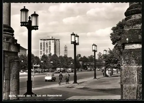 AK Berlin, Strasse des 17. Juni mit Hansaviertel