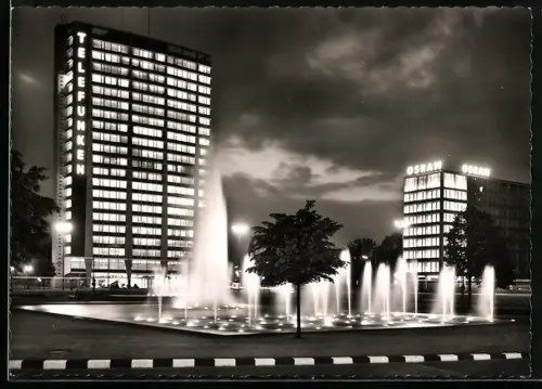 AK Berlin, Ernst-Reuter-Platz, Telefunken- u. Osram-Haus bei Nacht