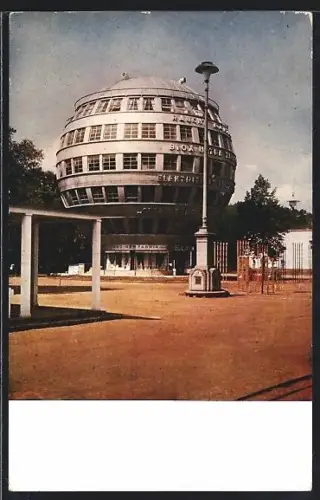 AK Dresden, Internationale Hygiene-Ausstellung 1930, Kugelhaus, Art Deco