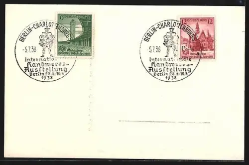 AK Berlin, Internationale Handwerks-Ausstellung 1938, auf dem Ausstellungsgelände