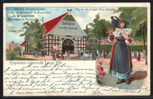 Lithographie Liége, Exposition universelle 1905, Restaurant Schlichte