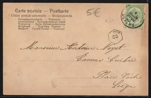 Lithographie Liége, Exposition universelle 1905, Restaurant Schlichte