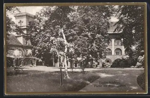 AK Teplitz-Schönau, Partie im Schlossgarten