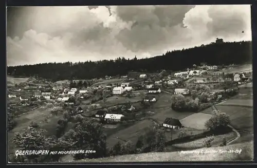 AK Obergaupen, Blick auf die Ortschaft mit Mückenberg