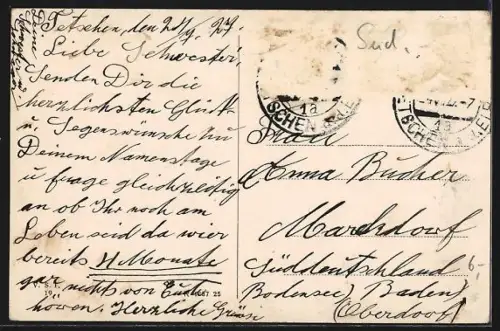 AK Tetschen a. E., Blick vom Quaderberg auf die Stadt