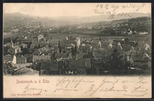 AK Bodenbach a. d. Elbe, Teilansicht aus der Vogelschau