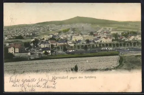 AK Warnsdorf, Ortsansicht mit dem Spitzberg