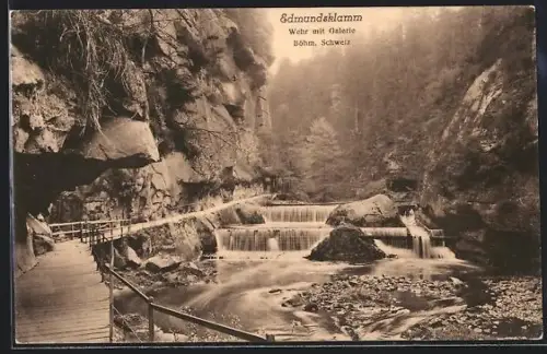 AK Edmundsklamm /Böhm. Schweiz, Wehr mit Galerie
