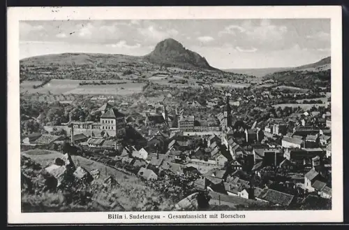 AK Bilin i. Sudetengau, Gesamtansicht mit Borschen