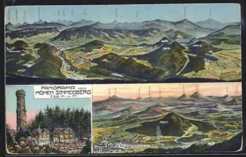 AK Hoher Schneeberg, Panorama, Blick auf den Turm