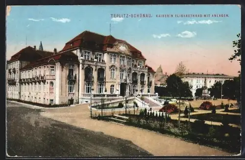 AK Teplitz Schönau / Teplice, Anlagen am Kaiserin-Elisabeth-Bad