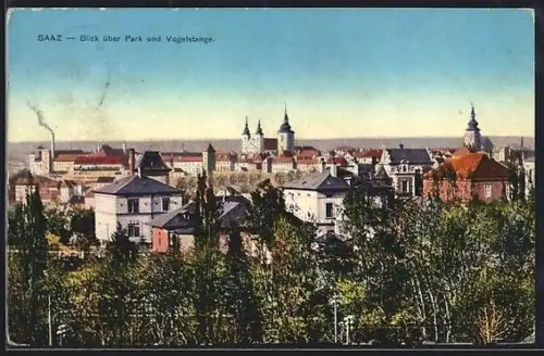 AK Saaz, Blick über Park und Vogelstange