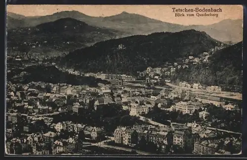 AK Tetschen-Bodenbach, Blick vom Quaderberg über die Stadt und ihre Umgebung